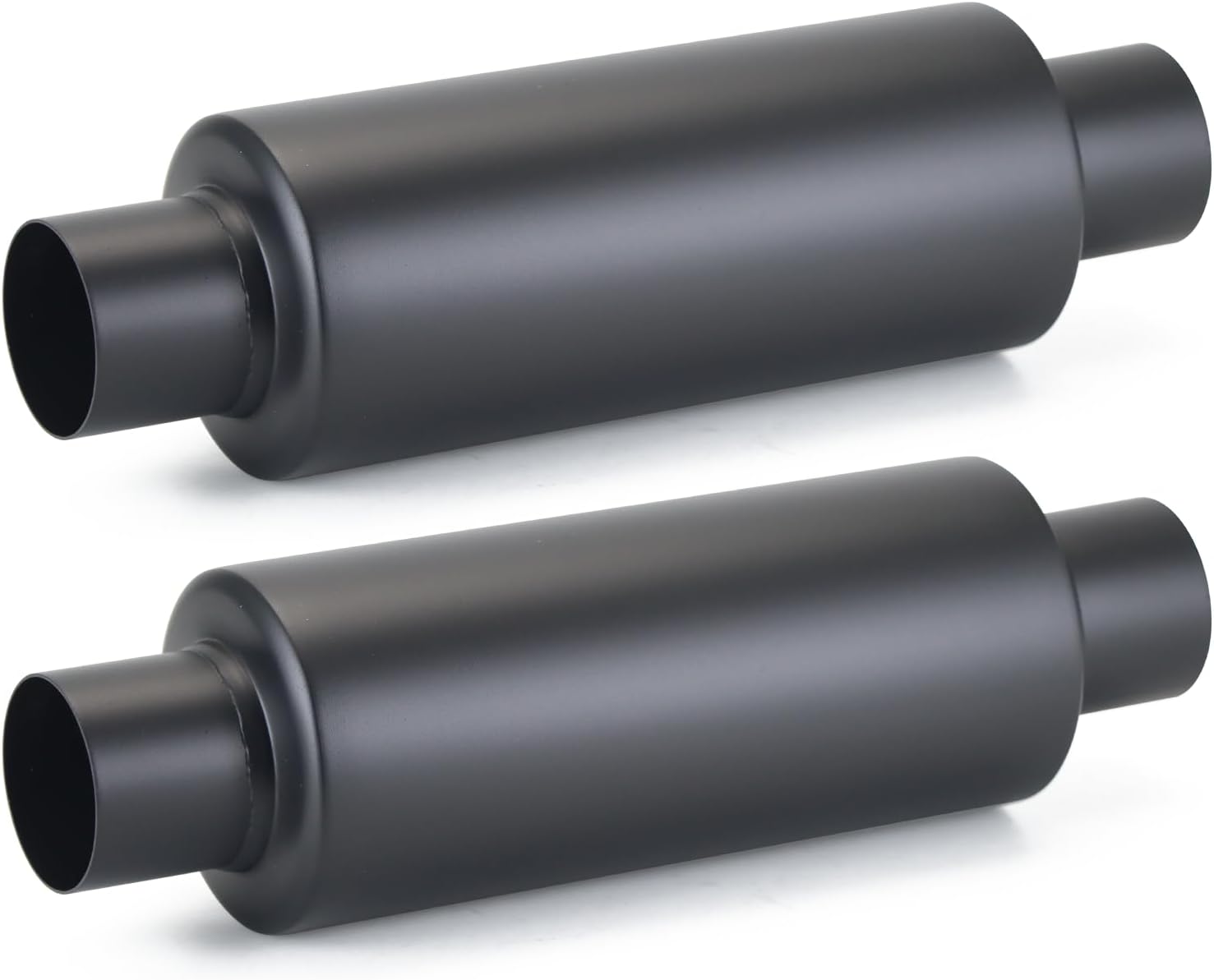 A-KARCK 2 Pack 2.25" Inlet Exhaust Resonator, 2.25" Inlet 2.25" Outlet 13.8" Overall Length Muffler Resonator Stainless Steel,Polished (Black)