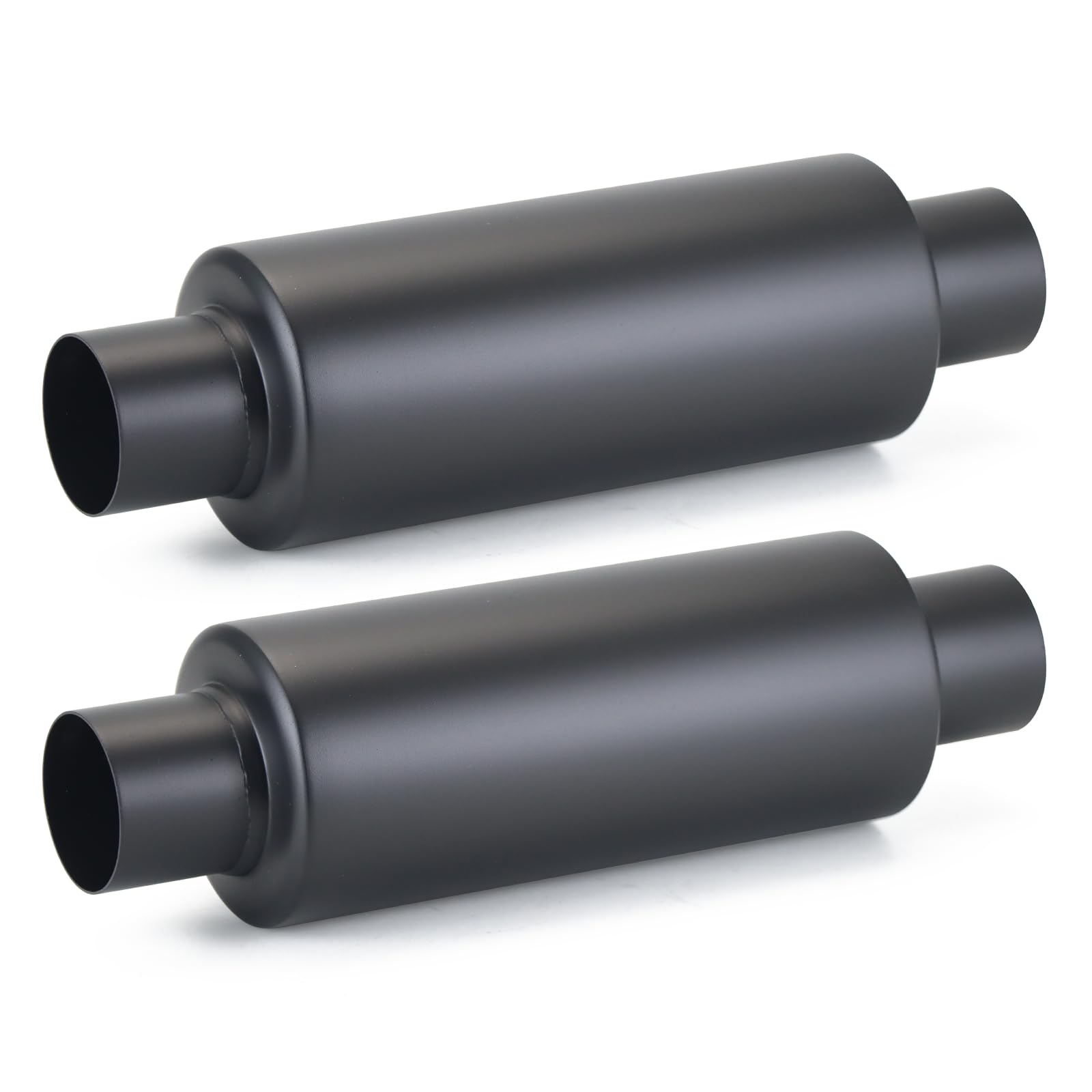 A-KARCK 2 Pack 2.25" Inlet Exhaust Resonator, 2.25" Inlet 2.25" Outlet 13.8" Overall Length Muffler Resonator Stainless Steel,Polished (Black)