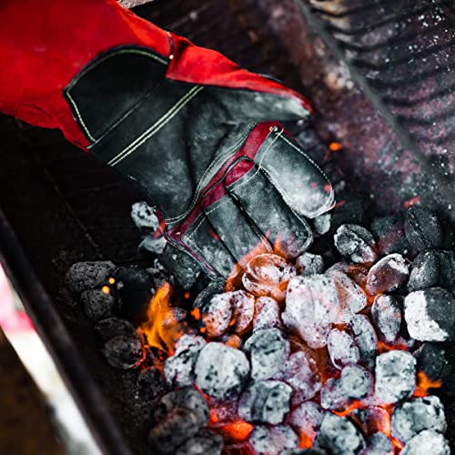 Grill Armor Welding Gloves – 16Inch 932℉ - Leather Forge/Mig/Stick – Heat/Fire Resistant Gloves, Mitts/Pot Holders For Oven, Grill, Bbq, Furnace, Stove, Fireplace, Tig Welder, Animal Handling Glove #TOP3