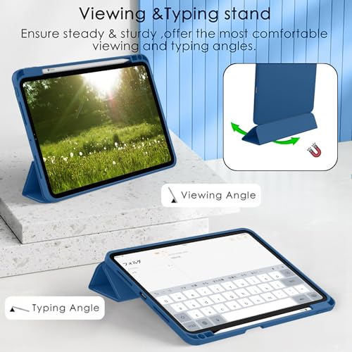 Image of ZryXal New iPad Pro 13 Inch Case (M5) 2025 / (M4) 2024 with Pencil Holder, Smart iPad Case [Support Pencil Pro and Pencil (USB-C)], Support Touch ID and Auto Wake /Sleep (New Navy Blue)