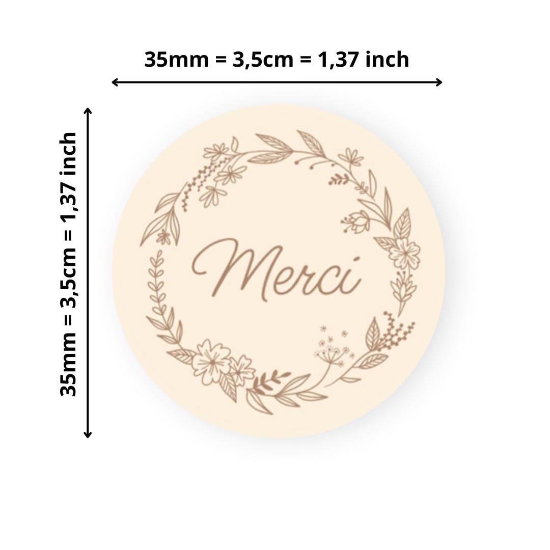Avery - 140 Round self-Adhesive Thank You Labels - 35 mm - Recycled Paper - Flower Wreath - 4 A4 Sheets of Thank You Stickers for Weddings, Crafts and Parties