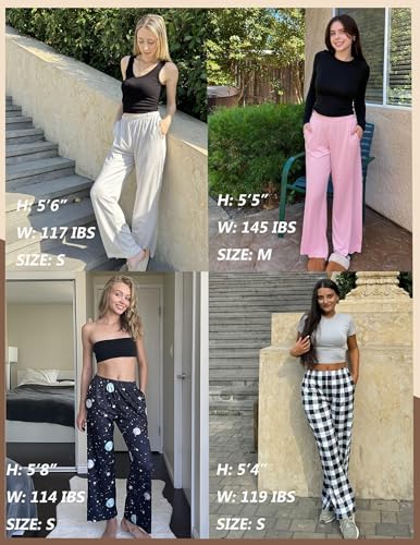 Ekouaer Pajama Pants for Women Soft Comfy Pajama Bottoms Casual Stretch Wide Leg Pants with Pockets4