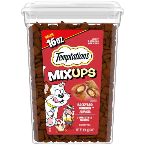 Temptations MixUps Crunchy and Soft Cat Treats, Cookout Flavor, 16 oz - image 1