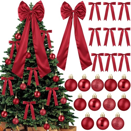 Gejoy Bow Christmas Tree Decoration Set, 30 Pcs Small Bows 1 Pcs 47