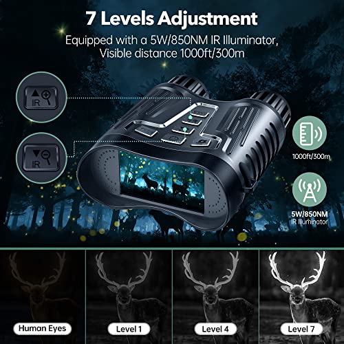 4K Night Vision Goggles Binoculars - Infrared Night Vision in 100% Darkness, 3.2'' Large Screen, 8X Digital Zoom, 32GB Card to Save Photos and Videos for Camping Hunting & Security - Thumbnail 4