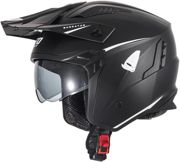 Casque cross enduro ouvert Jet Sheratan avec visière pare-soleil rétractable Trial Street Scooter Moto NOIR TAILLE L