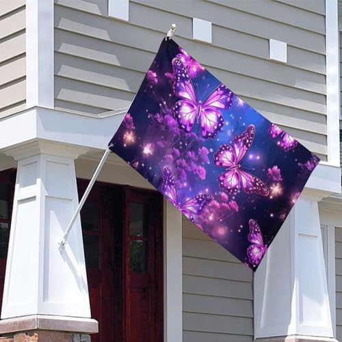 Drapeau de jardin saisonnier imprimé papillon en tissu violet durable - 5