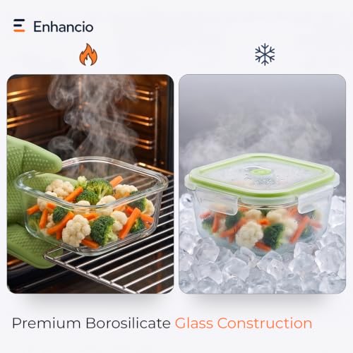 Image of Square Borosilicate Glass Containers with Lids, 800 ml Each, Set of 3 | 100% Food-Safe, Airtight & Leakproof | Microwave, Freezer & Dishwasher Safe for Lunch and Storage