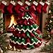 DIY Crochet Christmas Tree Kit, 2026 New Handmade Holiday Decoration Set for Beginners, Crochet Christmas Tree Bow Pearl Embellishment, Home Craft with Yarn, Hook, Beads Instructions