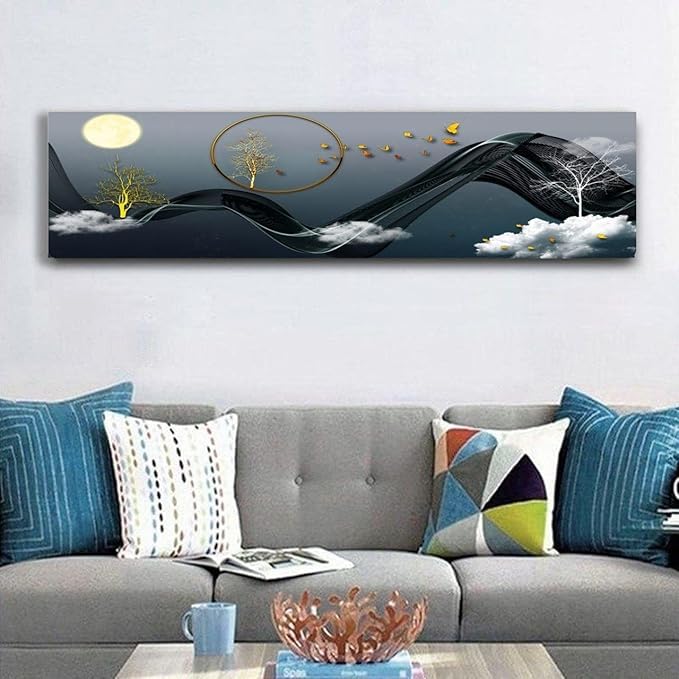 Image of Polyester Printed Air Conditioning Dust Cover Folding Designer Ac Cover For Indoor Split Ac 1.5 Ton (97X 31X 21 Cm ) (Moonlight)
