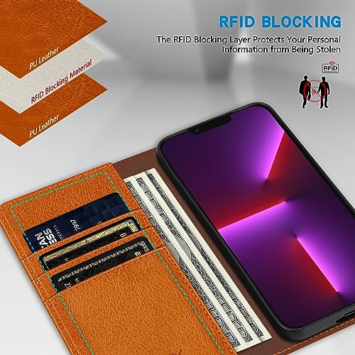 Image of ZZXX for iPhone 13 Pro Max Wallet Case Strong Magnetic 6.7 inch,Brown