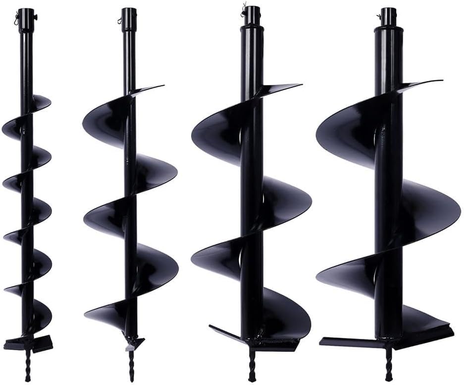 4 PC Auger Drill Bit, Garden Ground Earth Spiral Post Hole Digger, Made to Any 3/8" Hex Drive Drill, Bulb Planter Tool, for Post Hole Digger, Bulb Bedding Digging, Plant Rapid Planter