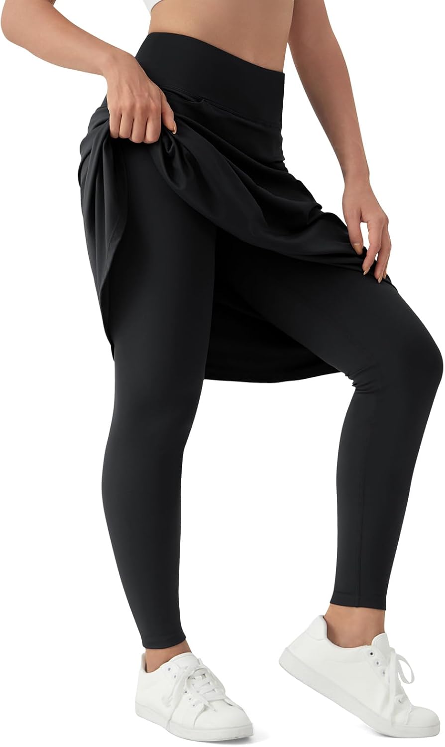 beroy Women's Knee Length Skirt with Fleece Full Leggings Athletic Tennis Skorts Modest Skirted Legging Pockets - Image 2