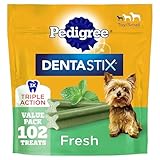 PEDIGREE DENTASTIX Dental Dog Treats for Toy/Small Dogs Fresh Flavor Dental Bones, 1.6 lb. Value Pack (102 Treats)