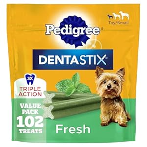 Pedigree Dentastix Dental Chews for Dogs, Small and Toy Breed Dog Treats, Fresh Flavor, 1.54 lb. Bag (102 Treats Total)