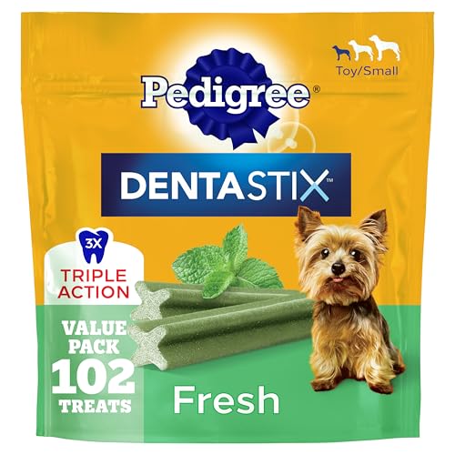 Pedigree Dentastix Dental Chews for Dogs, Small and Toy Breed Dog Treats, Fresh Flavor, 1.54 lb. Bag (102 Treats Total)