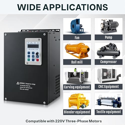 Image of G300 220V VFD 45KW, 1 Phase Input to 3 Phase Output Variable Frequency Drive for Lathe, CNC, Mill, Grinder, Drill Press, Pump, Fan & Compressor Machine, Motor Speed Controller