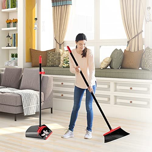 Broom And Dustpan Set, Broom And Dustpan Set For Home,Upright Dust Pan Combo Sweep Set #TOP1