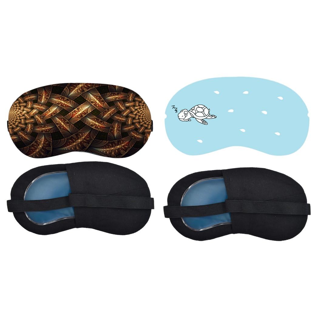 Aoxeria Bronze Geometric Weave, Minimal Fish Sky Sleeping Mask Combo, Soft Comfortable Light-Blocking Eye Cover for Women, Men & Kids, Reusable Blindfold for Night Sleep, Nap, Travel (Pack of 2)-picture-11
