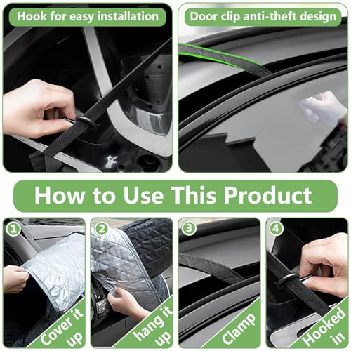 Image of Windshield Cover for Ice and Snow, Double Sided Heavy Duty 600D Oxford Fabric, Car Snow Cover with Side Mirror Cover and Night Reflective Tape, Fit Cars, SUVs, Vans, Truck