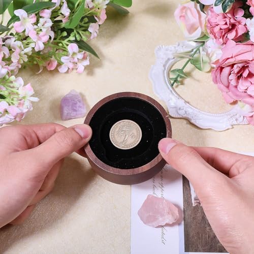 Caja exhibidora de monedas de madera 45mm sin tapa miniatura 3