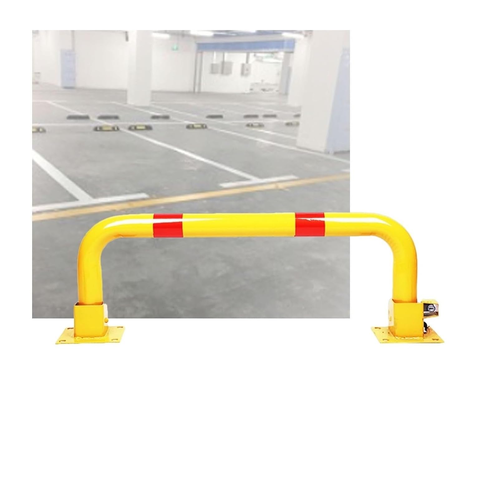 CWCQGH U Shape Security Bollards Parking Car Blocker & Isolation Posts For Driveway, Garage (Khaki)