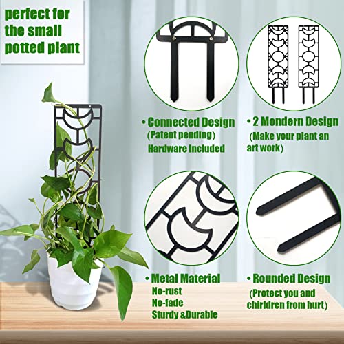 2 Pack Metal Plant Trellis For Climbing Plants, 19 Inch Garden Plant Pot Trellis For Indoor Houseplants, Moon Phase Trellis For Potted Plants Vines, Pothos, Monstera (Black) #TOP2