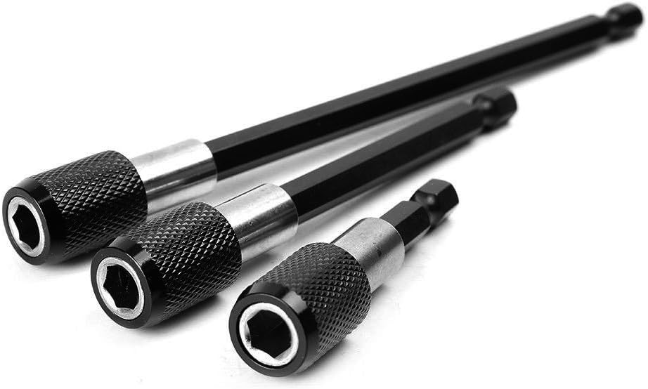 3 Pcs 1/4 Inch Hex Shank Quick Release Magnetic Screwdriver Bit Holder Extension Chuck Adapter Set for Screws, Nuts and Handheld Driver, 60mm/ 100mm/ 150mm Length