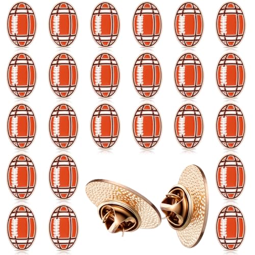 Yinkin 24 Pcs Sports Lapel Pin Ball Lover Pin Gift Round Metal Pin Hat Shirt Tie Brooches Charm Decoration