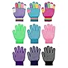 Whaline 9 pares de guantes mágicos antideslizantes para niños, guantes de punto de invierno con agarre de dedo completo, guantes antideslizantes para niños y niñas
