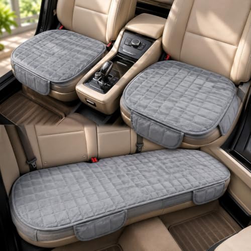 Image of Foam Car Seat Cushion Cover, Convertible Back Seat Extender & Travel Bed, Quilted Padded Seat Protector, Universal Fit for Most Cars, Non-Slip Seat Cushion (3Pcs Grey Cover)