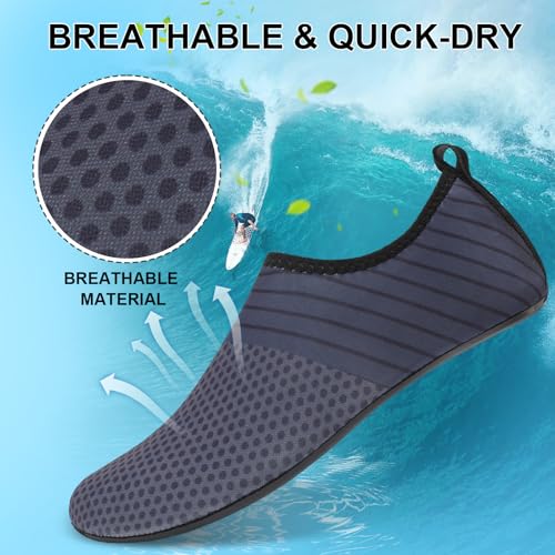 Mens Womens Water Shoes Quick Dry Barefoot Shoes Non-Slip Aqua Socks for Beach Swim Light Grey Stripe3