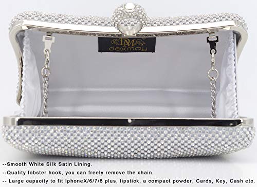 Image of Dexmay Rhinestone Clutch Purse with Crystal Clasp Evening Handbag for Bridal Wedding Party