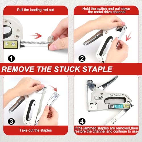 Bamda Staple Gun with 1200 Staples - 3 in 1 Staple Gun Heavy Duty for Wood , Adjustable strength and Durable, Manual Staples for Wall, Cable Tacking, Decoration DIY, Nail Guns for Wood 4 Bamda Staple Gun with 1200 Staples - 3 in 1 Staple Gun Heavy Duty for Wood , Adjustable strength and Durable, Manual Staples for Wall, Cable Tacking, Decoration DIY, Nail Guns for Wood - Image 4