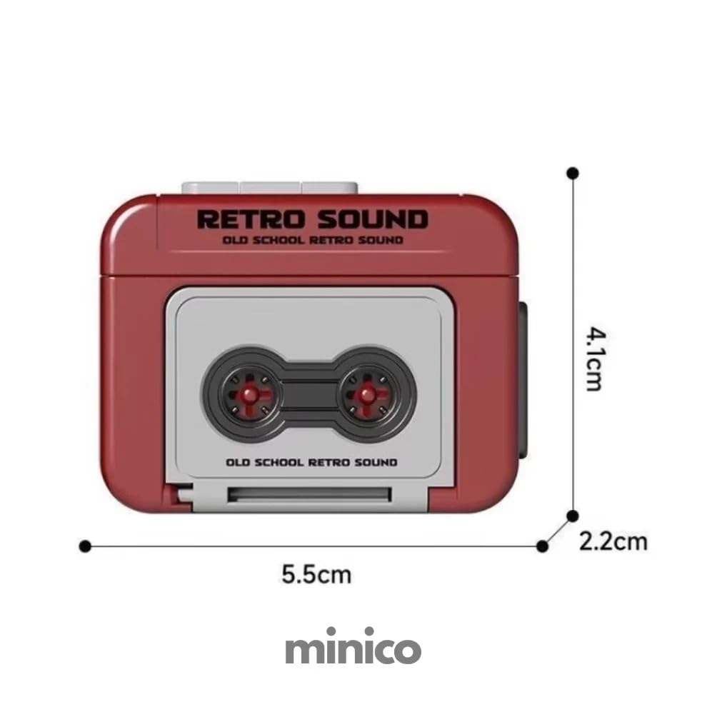 Image of Mini Audio Recorder Keychain Retro Voice Recorder Keychain Mini Cassette Style Voice Message Recorder with Playback, Portable Keychain Audio Recorder, Fun Retro Recording Device, Pack of 1