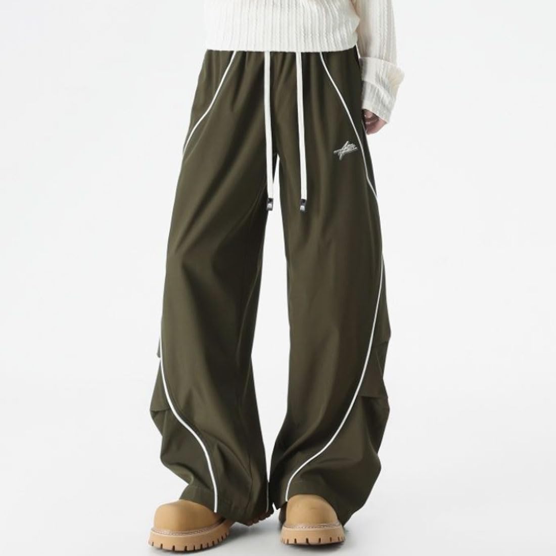 HZCX FASHION Men Women Sport Parachute Pants Y2K Baggy Hip Hop Wide Leg Pants Streetwear Lightweight Outdoor Track Sweatpants
