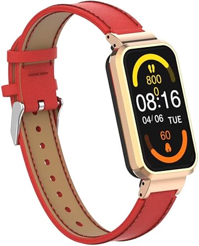 Miniatura 8 de Compatible con Xiaomi Redmi Smart Band Pro, correa de repuesto de cuero Redmi Smart Band Pro con marco de metal para Xiaomi Redmi Smart Band Pro