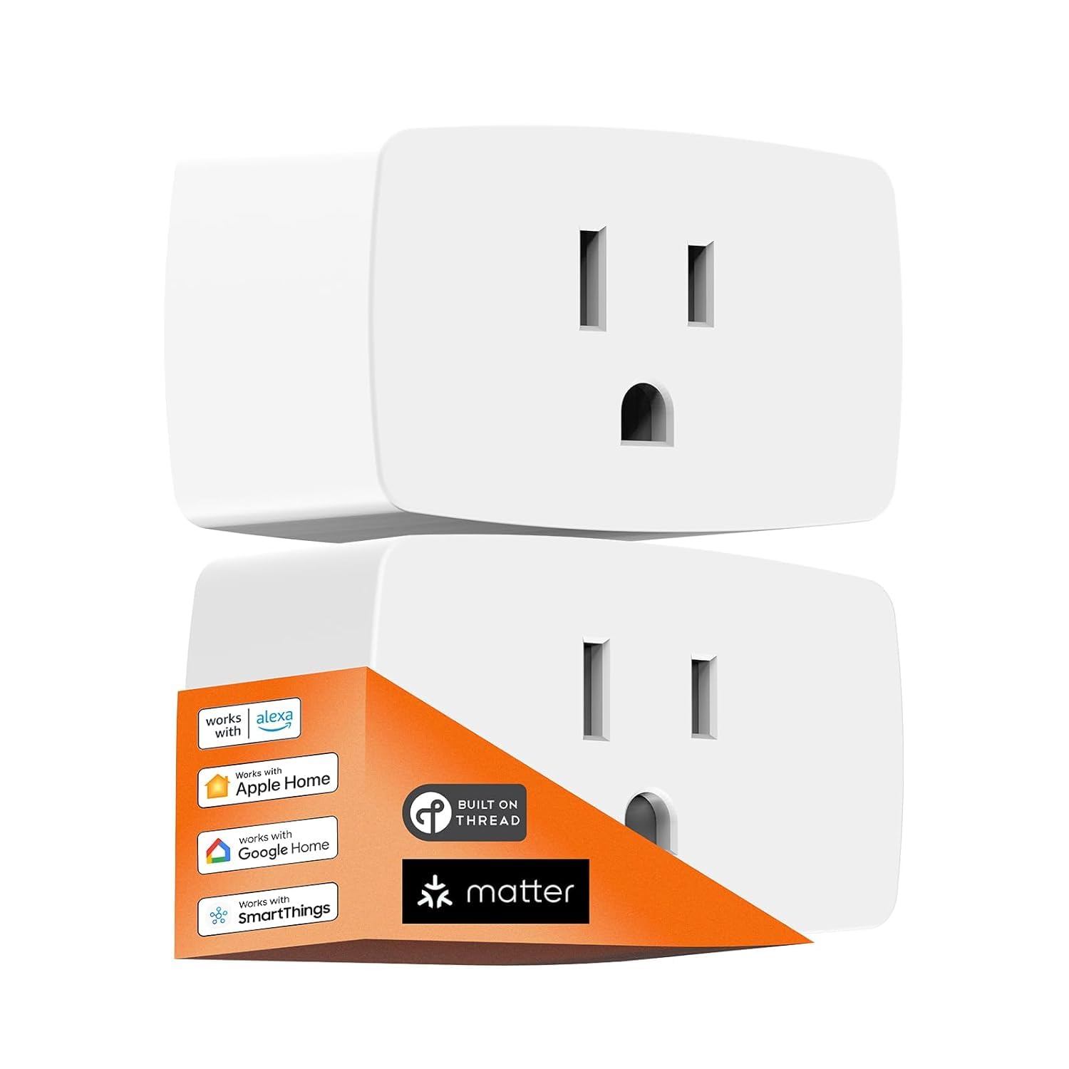 Onvis Matter Over Thread Smart Plug, Smart Mini Outlet, Works with Apple Home, Alexa & Google Home, 15A/1800W (2 Pack)