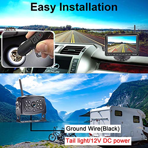 DoHonest S36 HD Digital Wireless Backup Camera with 7 Inch Monitor 2021 Newest Version High-Speed Rear View Observation System for RVs,Trucks,Trailers,5th Wheels Stable Signal IR Night Vision