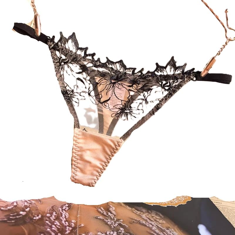 Western Couture Women's Luxury Silk Thong Panty with Lace Detail, Red and Black, Medium-image-32