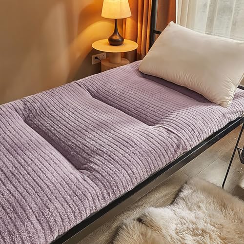 Colchón de futón plegable japonés con diseño enrollable, súper suave, transpirable y grueso, para dormitorio, tienda de campaña o uso de invitados (morado, 180 x 200 cm)