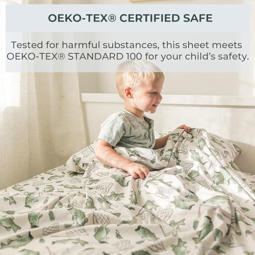 Image of Pobibaby Twin Sheet Set Kids, 3-Piece, Cotton Blend (Gone Fishing) | Kids Bed Sheet Set, 3-Piece, Fitted Sheet, Flat Sheet, Pillowcase, Cotton Blend, Deep Pockets, Soft, Machine Wash, Seasons