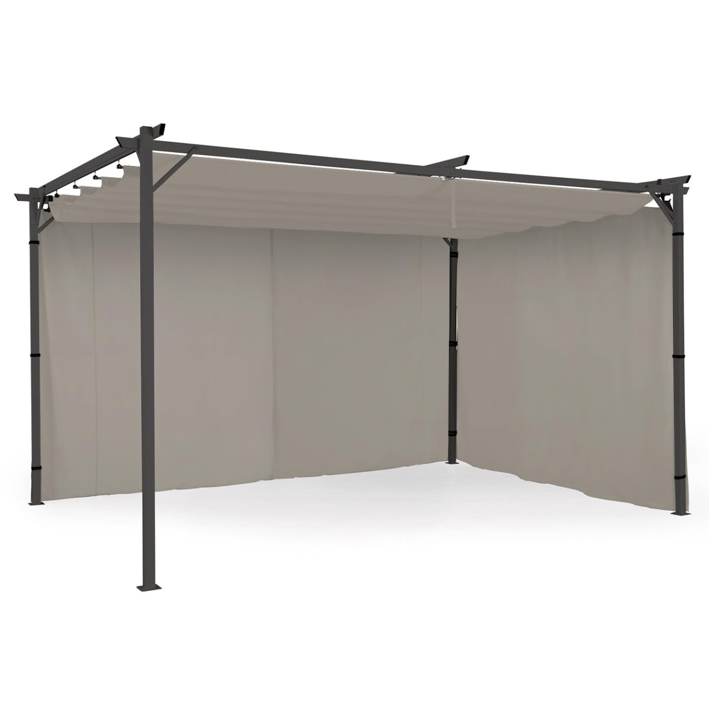 IDMarket - Lot de 2 Rideaux pour pergola Taupe 3 et 4 M Panneaux muraux avec Fermeture éclair