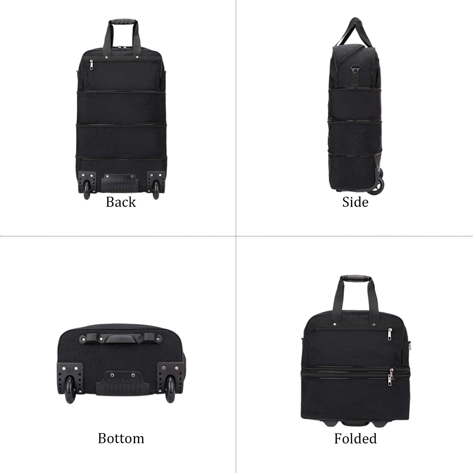50L Borsone Espandibile con Ruote Borsoni da Viaggio Sportivi Palestra Valigia Morbido Piegevole Borsa Palestra Impermeabile per Weekend Viaggi Brevi con spallacci Wheeled Travel Duffle Bag，Verde