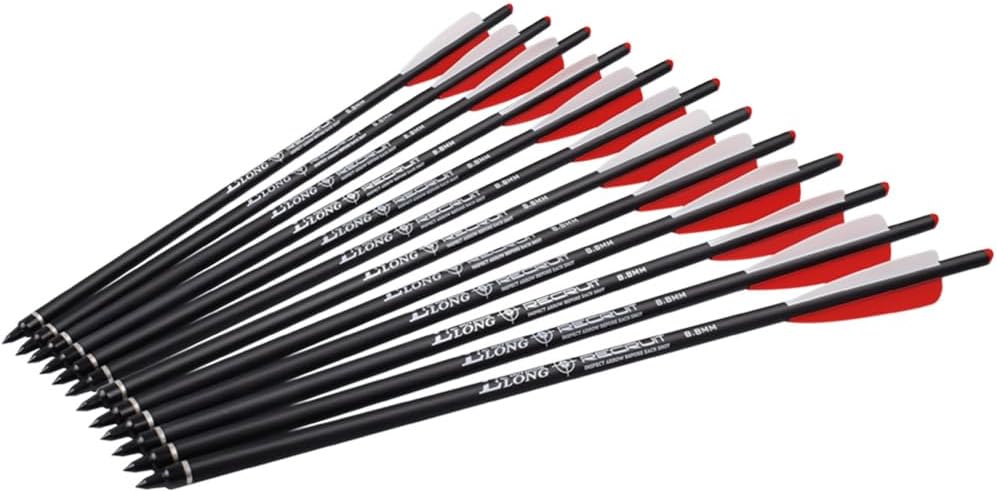 Carbon Crossbow Bolts 16 18 20 Inch Hunting Archery Arrows with 4" Vanes Replaced Arrowhead Tip (Pack of 12)