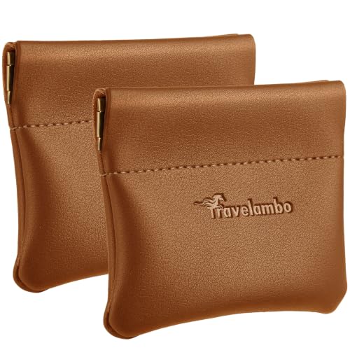 Image of Travelambo Leather Squeeze Coin Purse Pouch Change Holder For Men & Women 2 pcs set