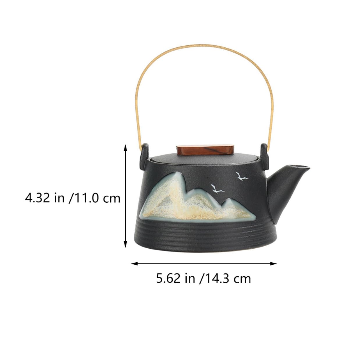Tetera de Cerámica Negra Mango Frío para Hacer Té en Casa, Tetera Creativa Pintada a Mano Adecuado para Juego de Té Profesional