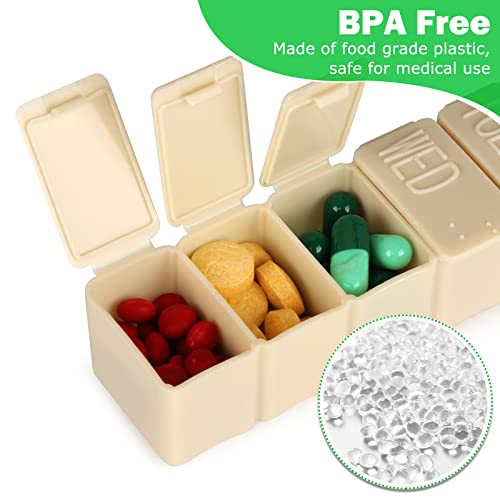 Image of 2Pack Weekly Pill Organizer,7 Days Pill Cases Travel Daily Pill Box Medicine Organizer Pill Box 7 Day Pill Organizer Weekly for Fish Oil, Calcium Tablets Supplements (Pink+Beige)
