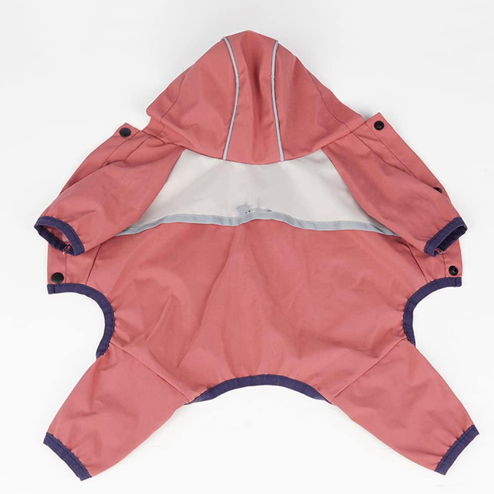 Chubasqueros Impermeables for Perros pequeños y medianos con Capucha, diseño de Cuatro Patas Correa Reflectante, Chaqueta Ligera(Red,M)
