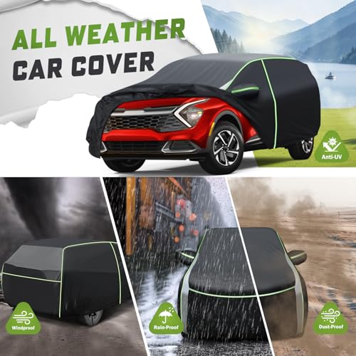 Image of Mixsuper Liner Car Cover for Kia Sportage 1994-2026, 7 Layers Waterproof Car Cover Accessories for Sportage with Zipper Door, Windproof Straps, Reflective Strips, Anti-UV, All Weather